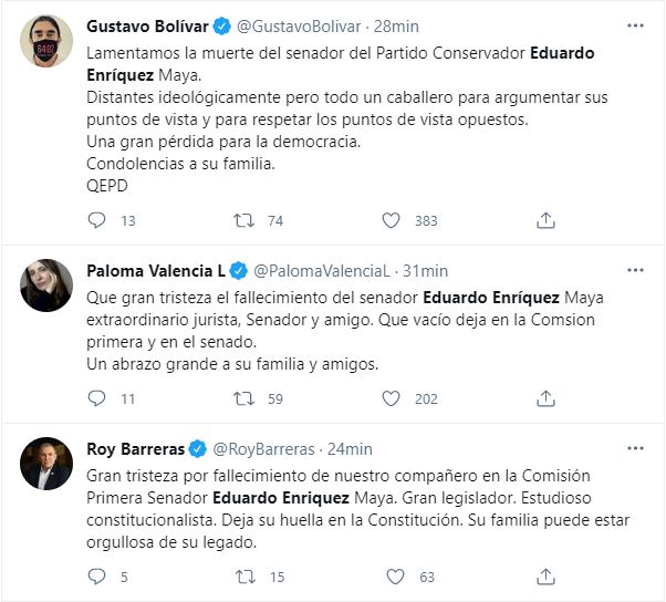 Por COVID-19 falleció senador Eduardo Enríquez • La Nación