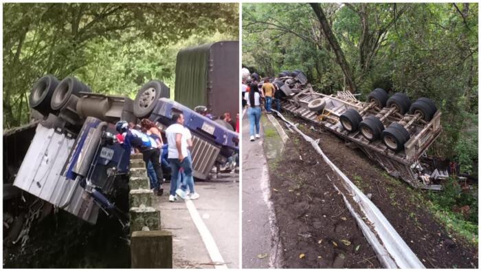 Tractomula overturned on the Hobo – Gigante road • La Nación