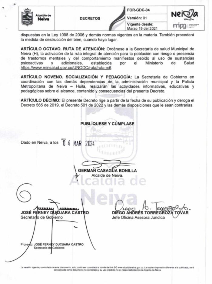 Facsímil del decreto 0204 del 2024.