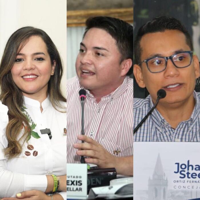 Luz Ayda Pastrana Loaiza, representante a la Cámara por el Huila; Omar Alexis Díaz Cuellar, diputado del Huila y Johan Steed Ortiz Fernández, concejal de Neiva.