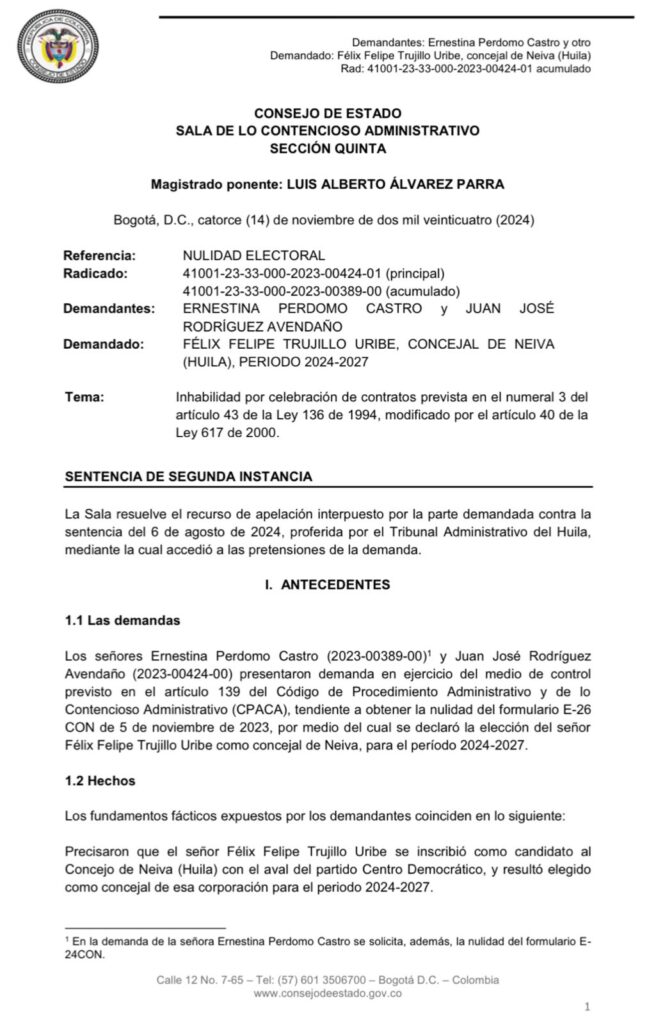 Facsímil de la providencia que confirma la nulidad de la elección.